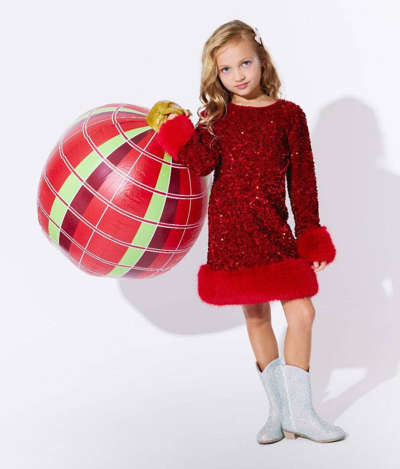 LOLA AND THE BOYS RUBY SHIMMER DRESS