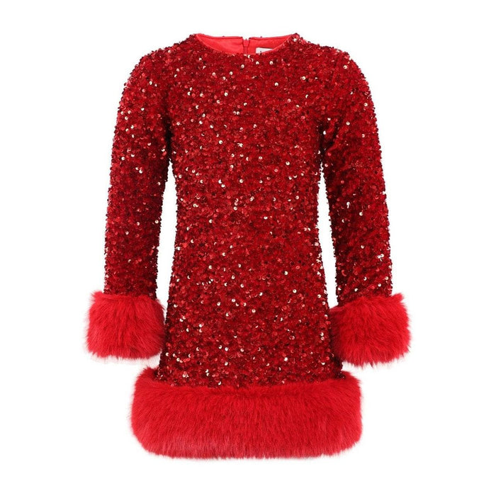 LOLA AND THE BOYS RUBY SHIMMER DRESS
