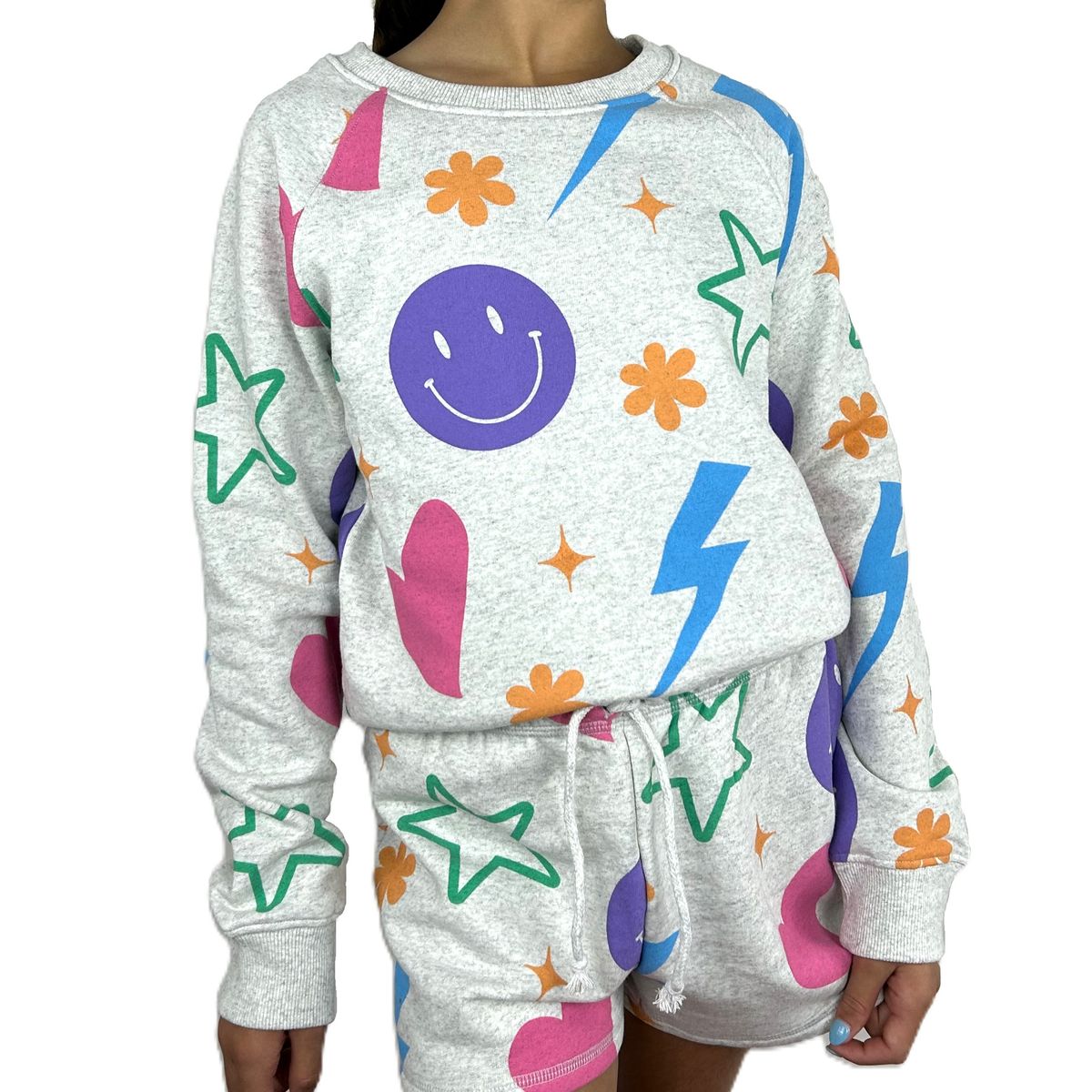 PAPER FLOWER ALL OVER ICONS SWEATSHIRT