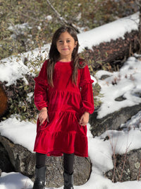 VIGNETTE GIRLS ELIANA DRESS RED VELVET