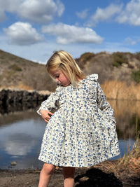 VIGNETTE SLOANE DRESS BLUE FLORAL EYELET