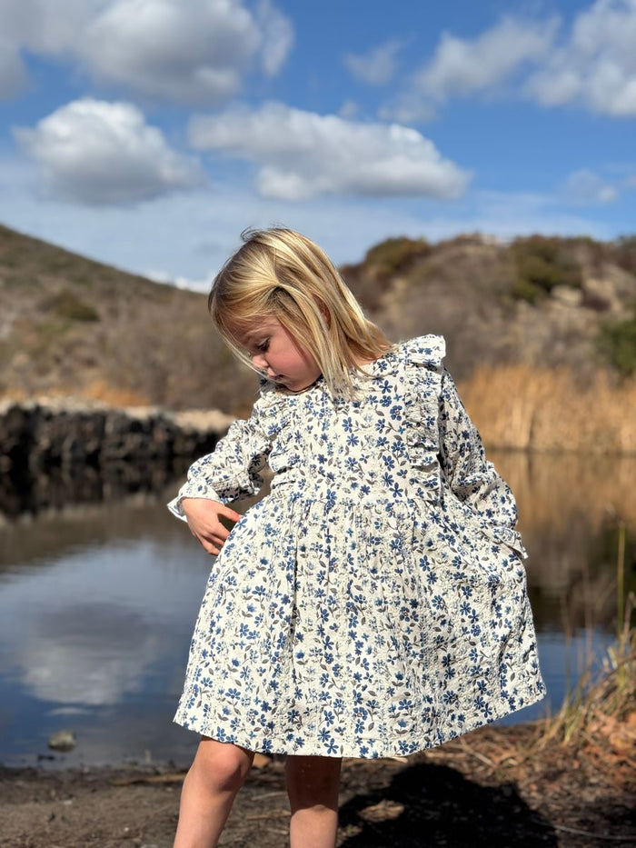 VIGNETTE SLOANE DRESS BLUE FLORAL EYELET