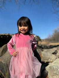 VIGNETTE GIRLS EVA DRESS PINK VELVET