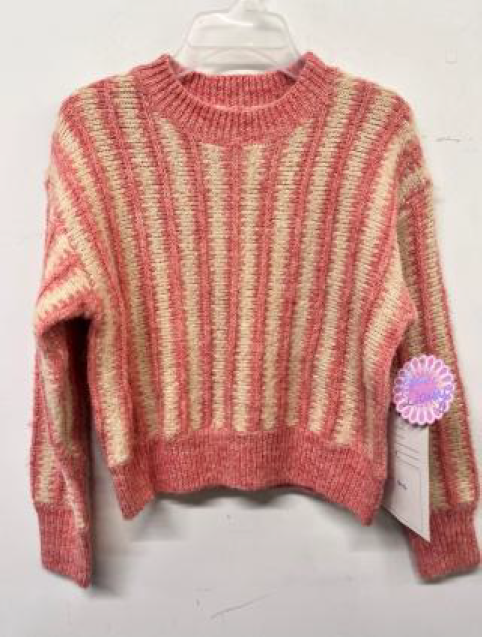 LOVE DAISY TEXTURED STRIPE CREWNECK SWEATER