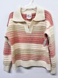 Striped sweater with a collar on a white background