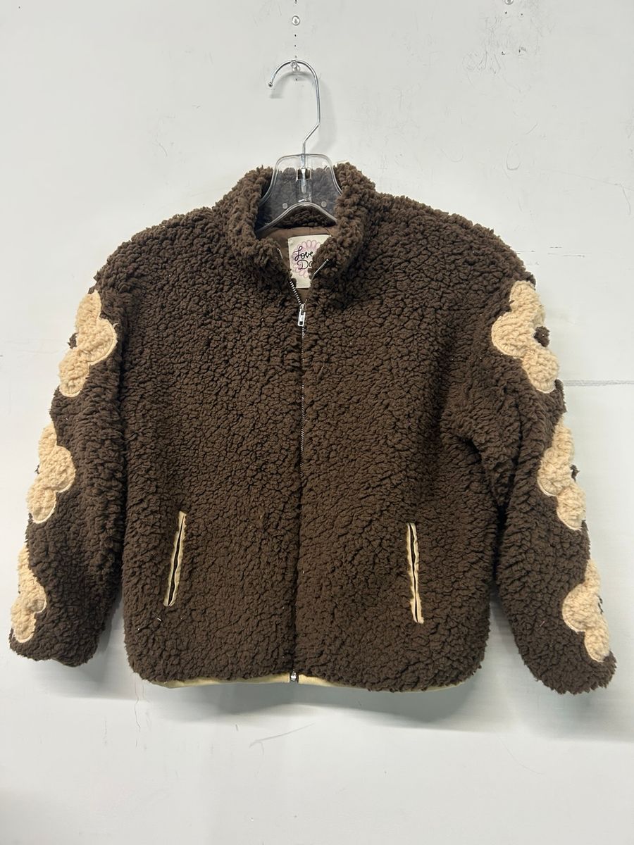 LOVE DAISY SHERPA JACKET WITH DAISY SLEEVE DETAIL