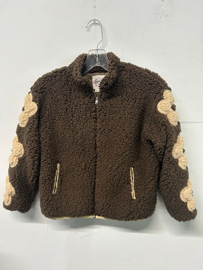 LOVE DAISY SHERPA JACKET WITH DAISY SLEEVE DETAIL