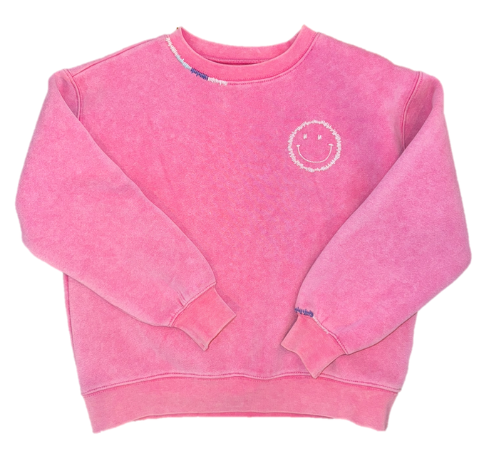 LOVE DAISY MULTICOLOR THREAD SMILEY SWEATER