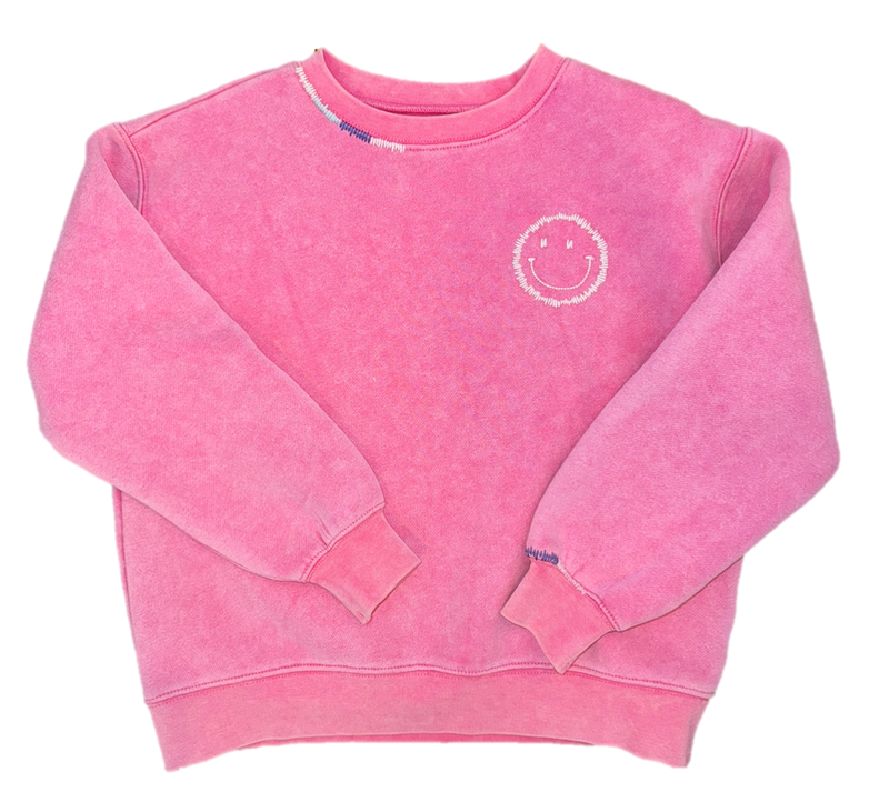 LOVE DAISY MULTICOLOR THREAD SMILEY SWEATER