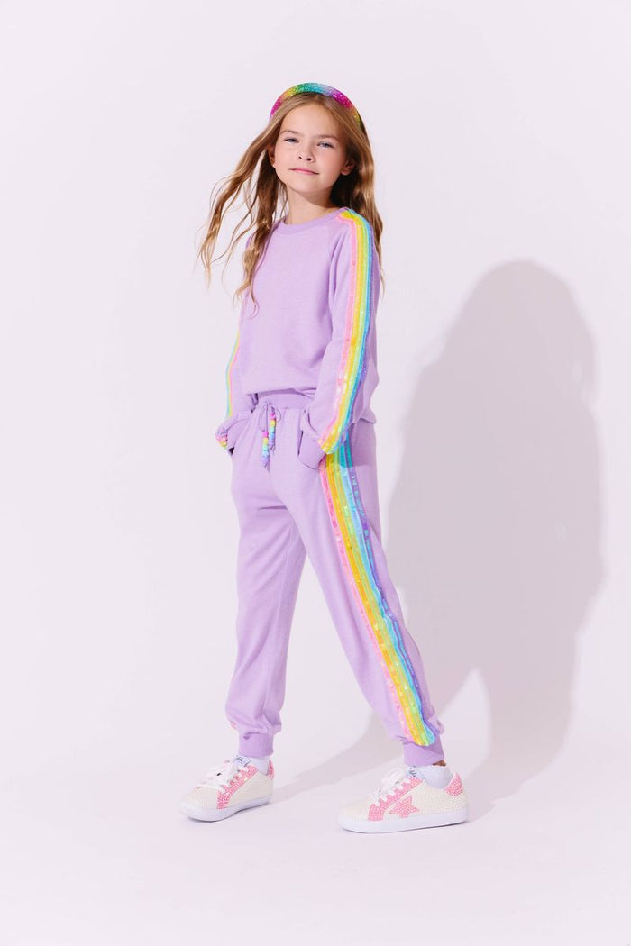 LOLA AND THE BOYS LAVENDER RAINBOW SEQUIN SET