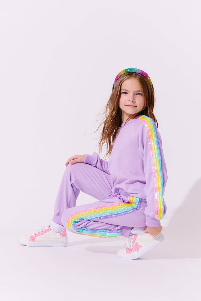 LOLA AND THE BOYS LAVENDER RAINBOW SEQUIN SET