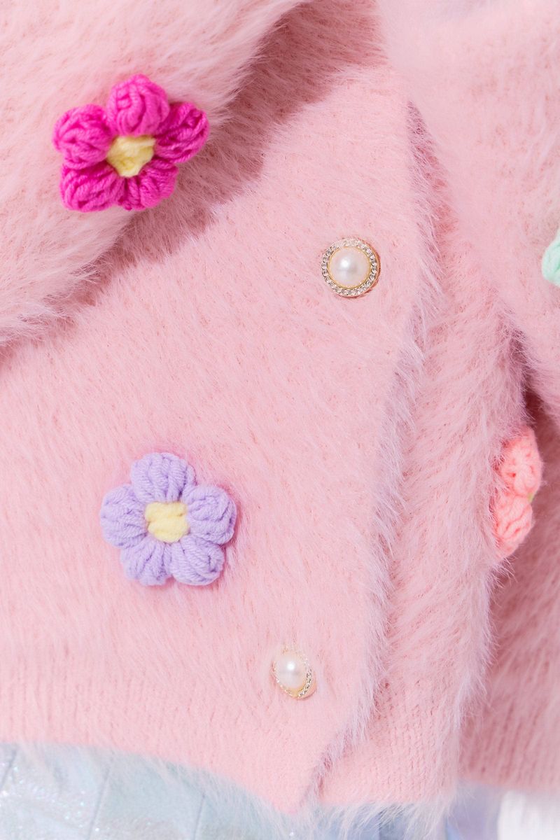 LOLA AND THE BOYS 3D RAINBOW DAISY CARDIGAN