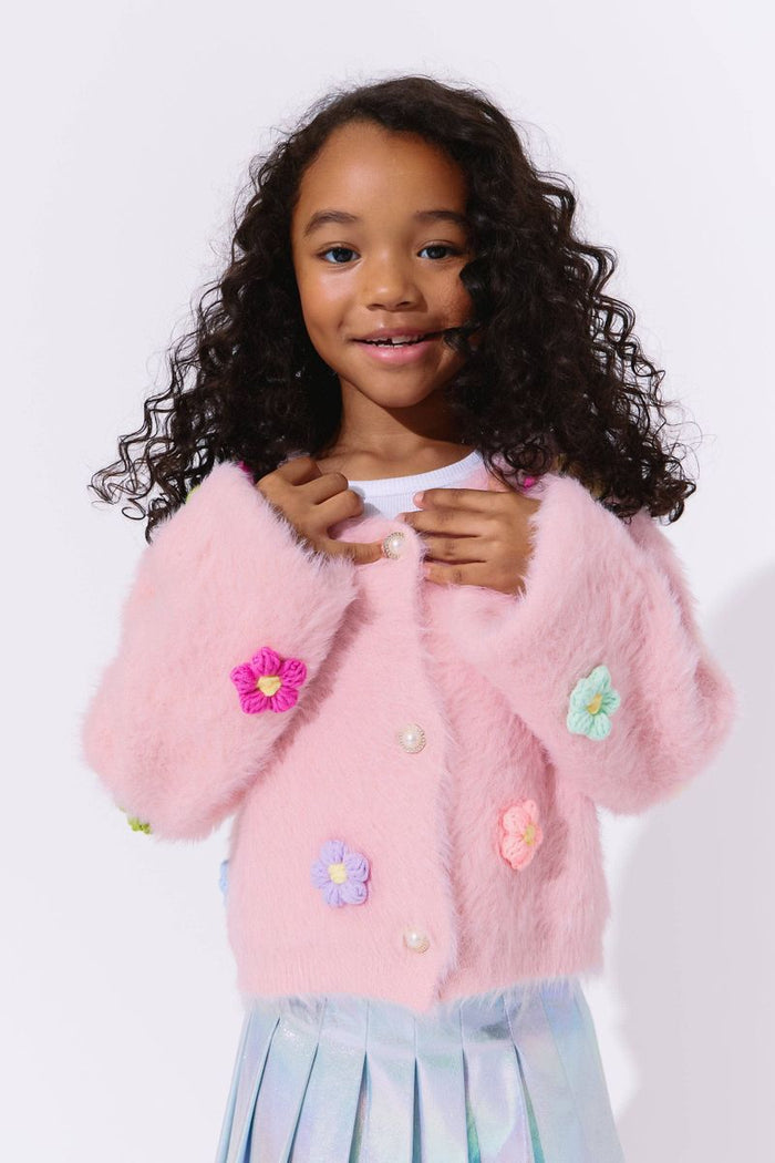 LOLA AND THE BOYS 3D RAINBOW DAISY CARDIGAN