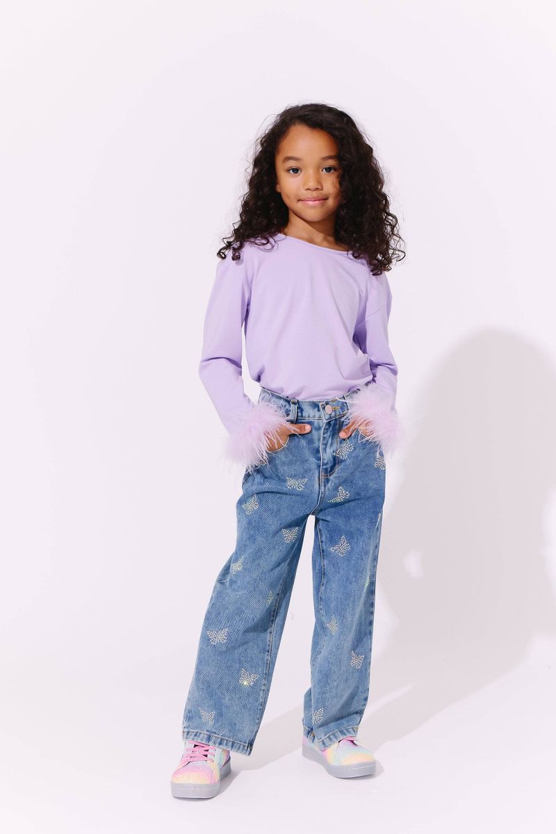 LOLA AND THE BOYS CRYSTAL BUTTERFLY JEANS