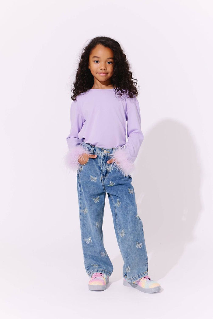 LOLA AND THE BOYS CRYSTAL BUTTERFLY JEANS