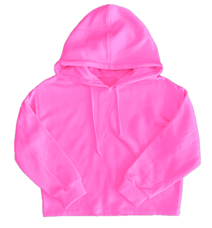 TWEEN CLOUD HOODIE WITH RAW EDGE BOTTOM FLAMINGO PINK