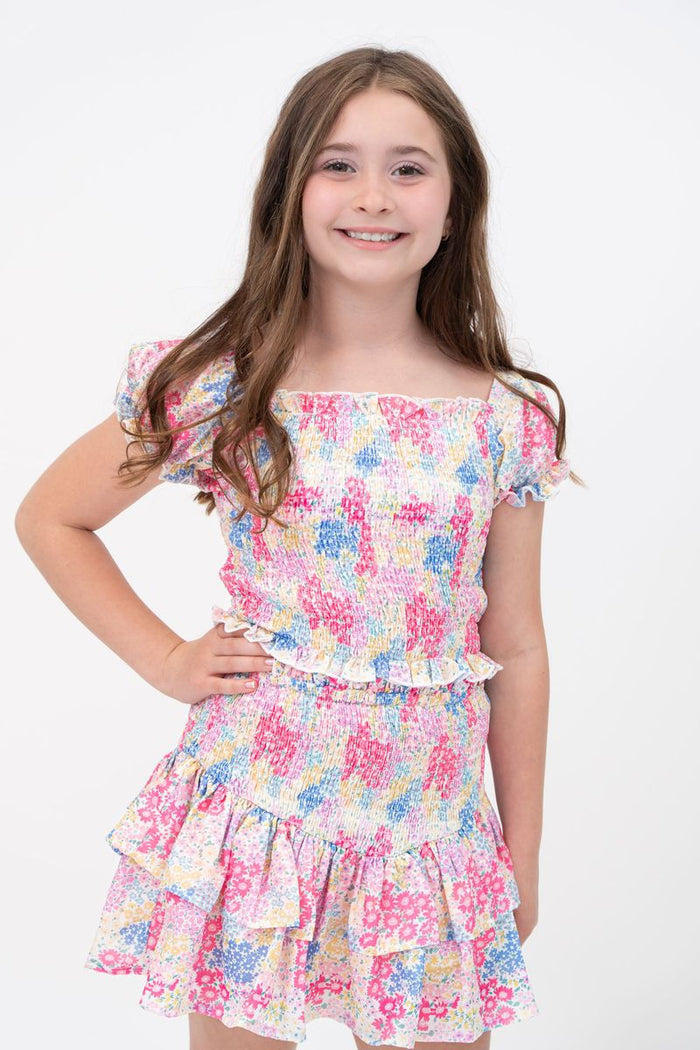 BLOOMING DITZY SMOCKED SKIRT SET