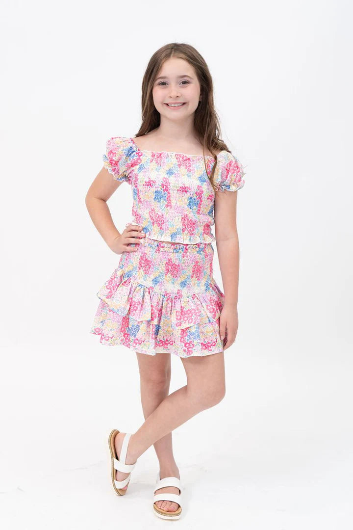 BLOOMING DITZY SMOCKED SKIRT SET