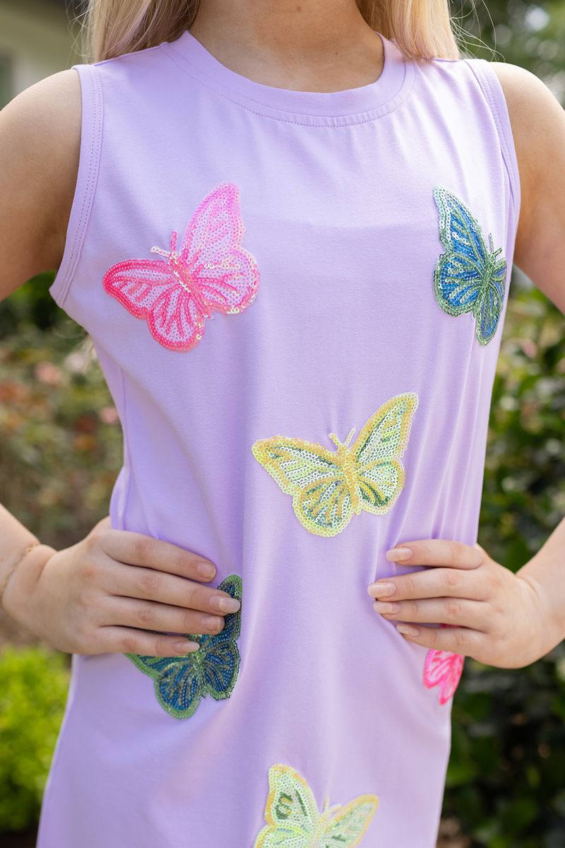 SEQUINS BUTTERFLY PATCH DRESS