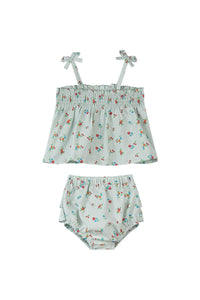 BIANACA SET GREEN GINGHAM FLORAL