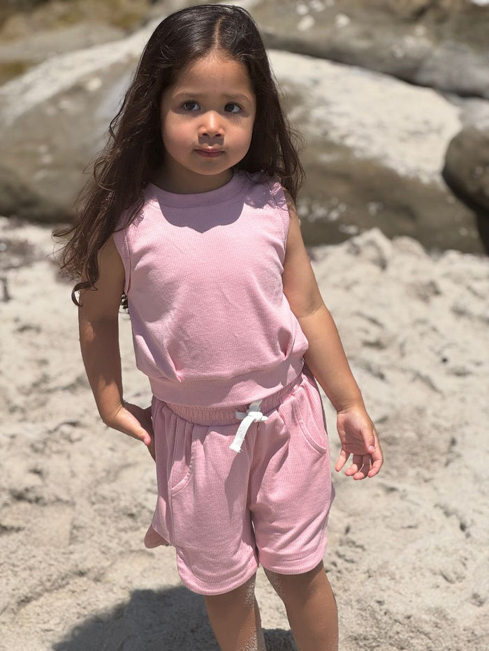 DANNY PINK RIB SHORT SET