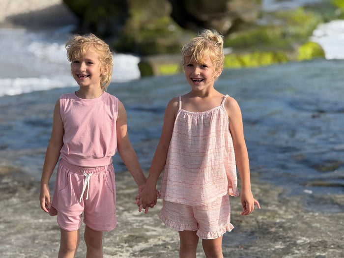 DANNY PINK RIB SHORT SET