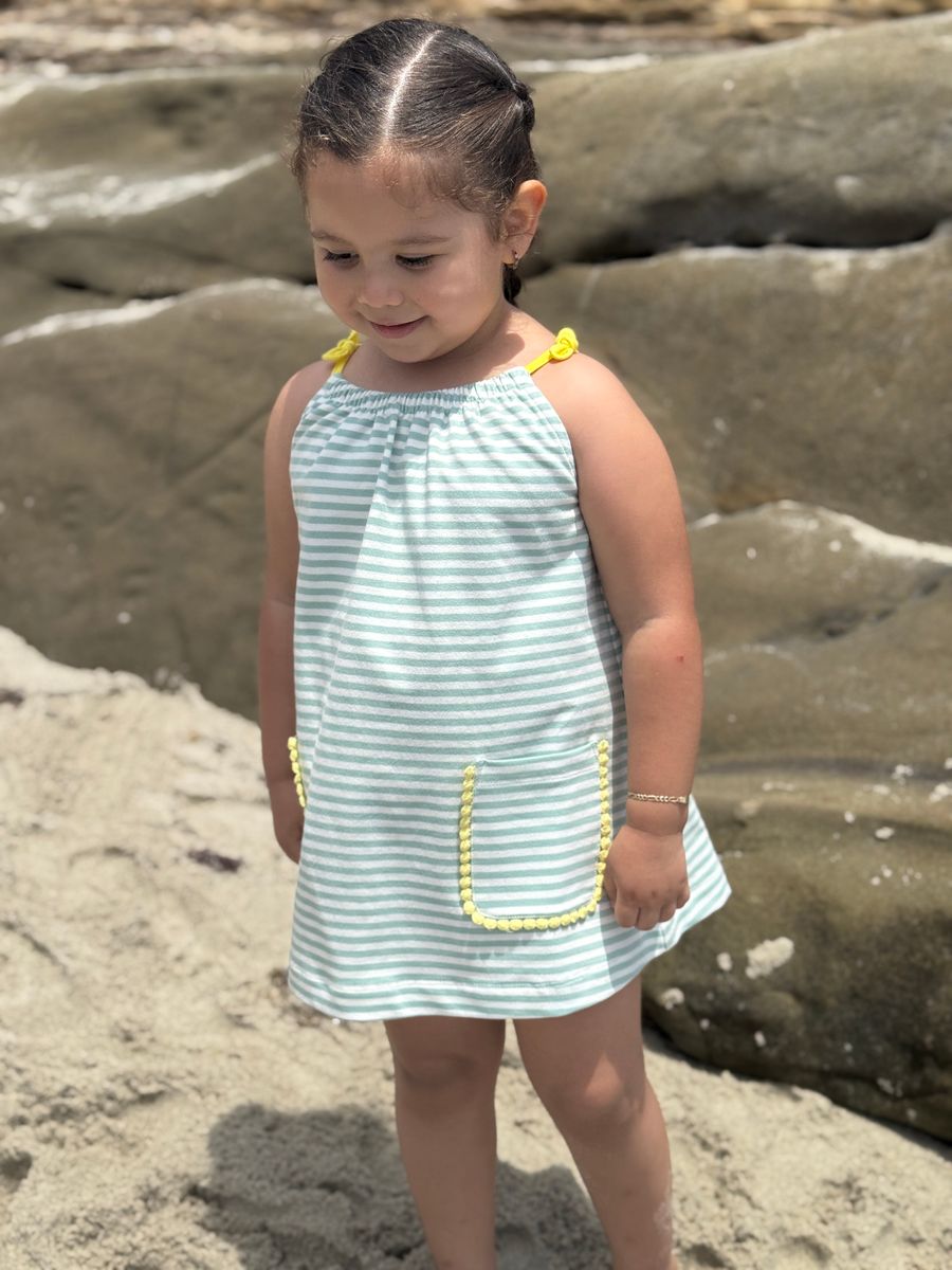 CONNIE DRESS GREEN STRIPE