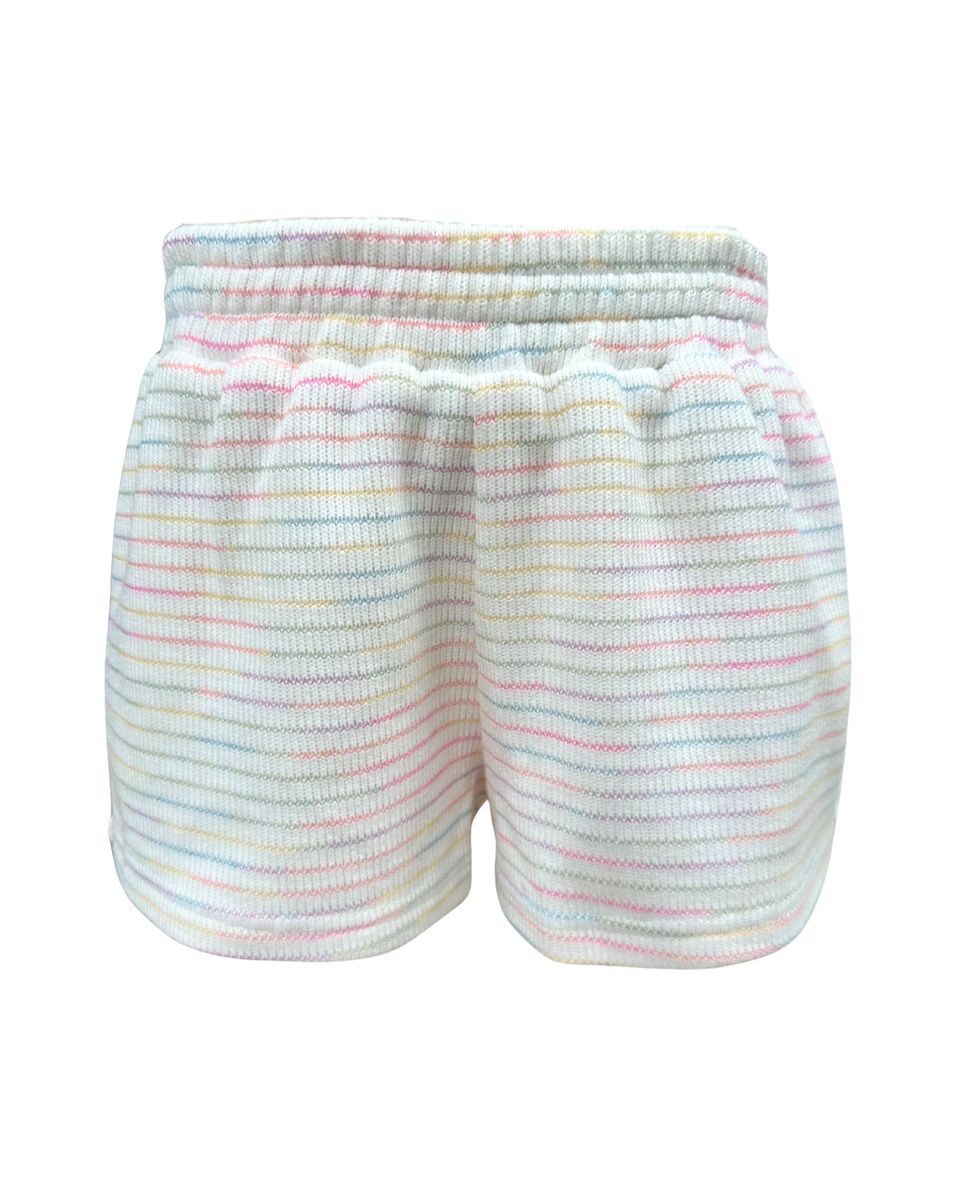 PLEAT CARLISLE SHORT RAINBOW STRIPE KNIT