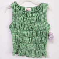 GREEN & WHITE GINGHAM SMOCKED TANK