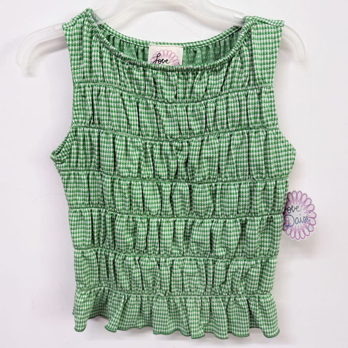 GREEN & WHITE GINGHAM SMOCKED TANK