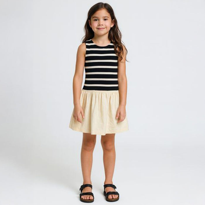 BEIGE & BLACK STRIPED DRESS