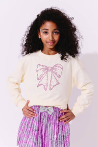 LOLA AND THE BOYS SHIMMER BOW SWEATSHIRT