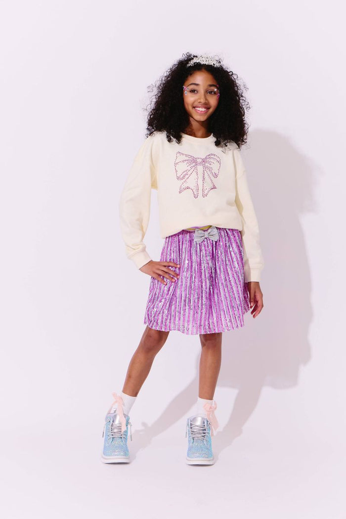 LOLA AND THE BOYS SHIMMER BOW SWEATSHIRT