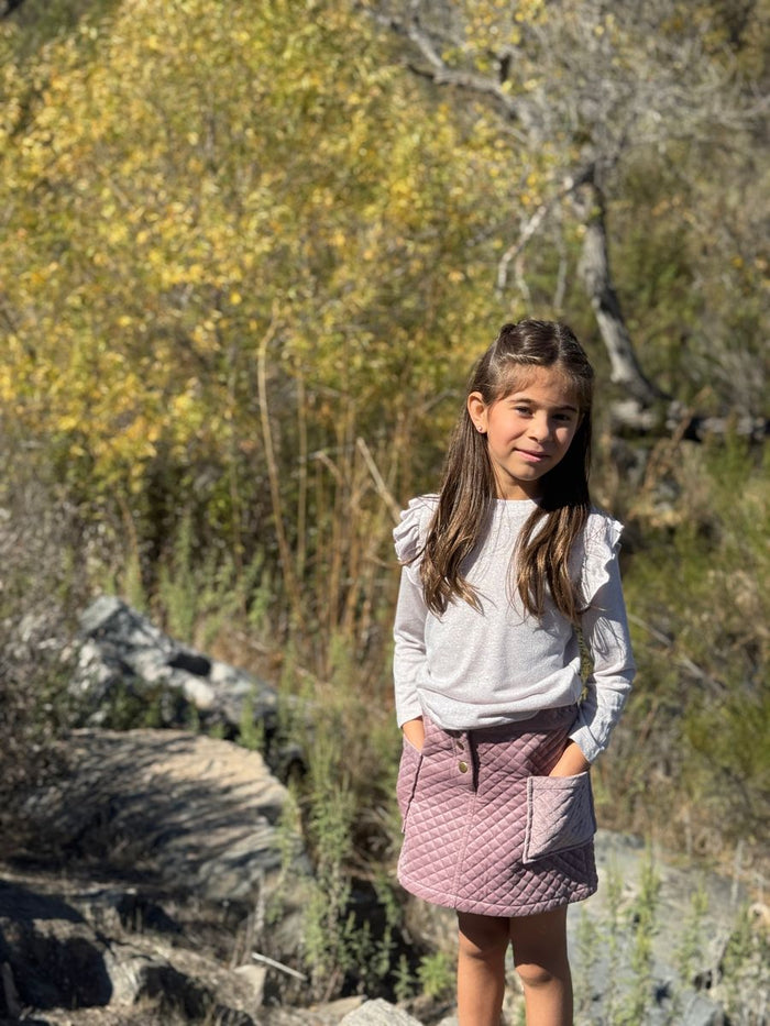 Vignette Daphne Skirt Rose Quilted Velvet