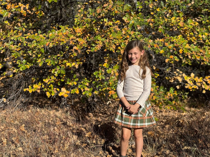 Jacey Skort Loden & Pumpkin Plaid