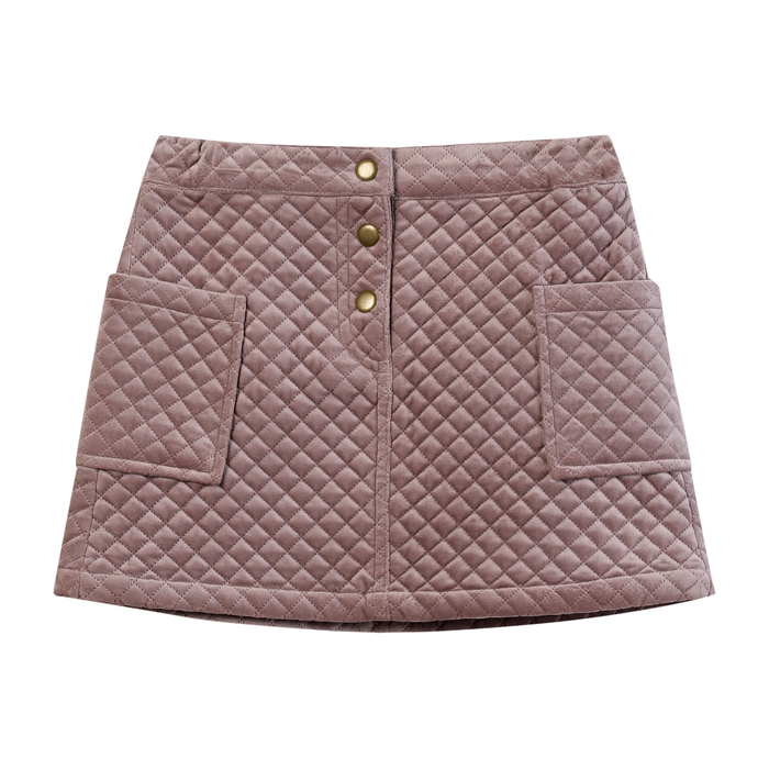 Vignette Daphne Skirt Rose Quilted Velvet