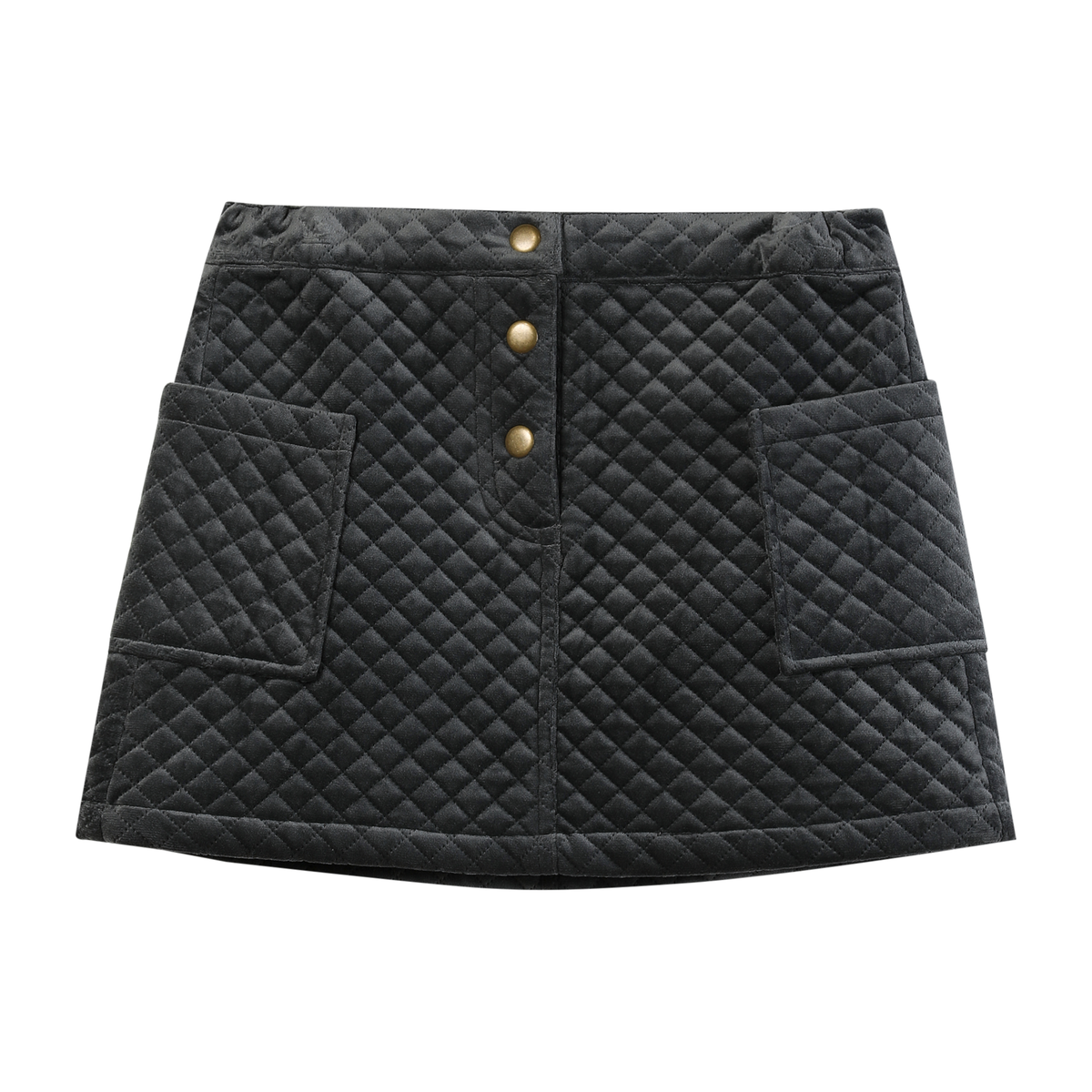 Vignette Daphne Skirt Grey Quilted Velvet