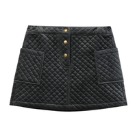 Vignette Daphne Skirt Grey Quilted Velvet