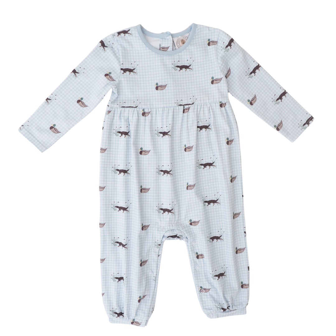 Baby romper with animal pattern on a white background