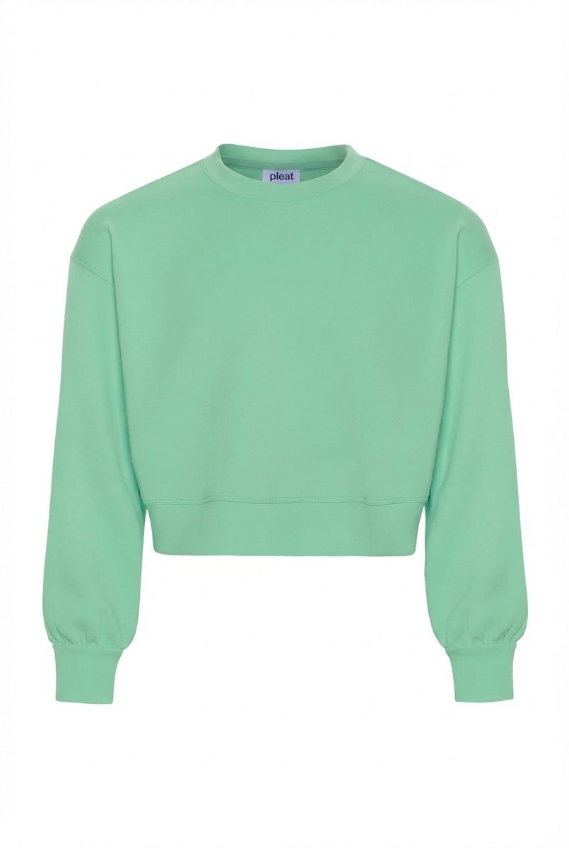 Green sweatshirt with brand logo on a white background
