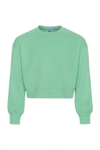 Green sweatshirt with brand logo on a white background