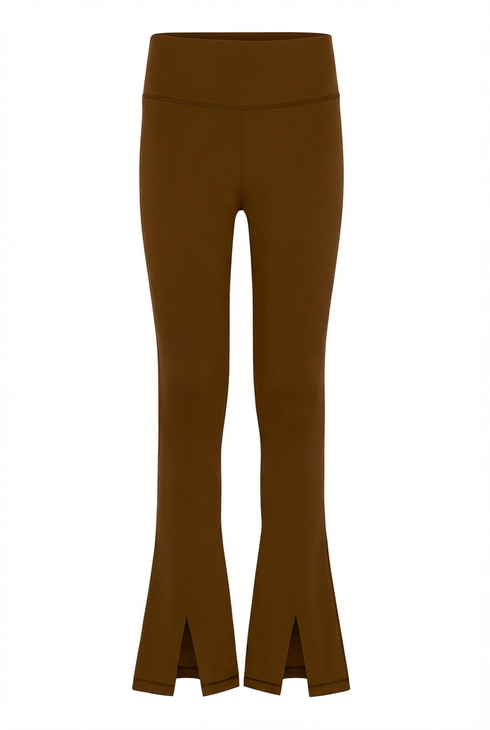 Pleat Adele Split Flare Leggings Brown