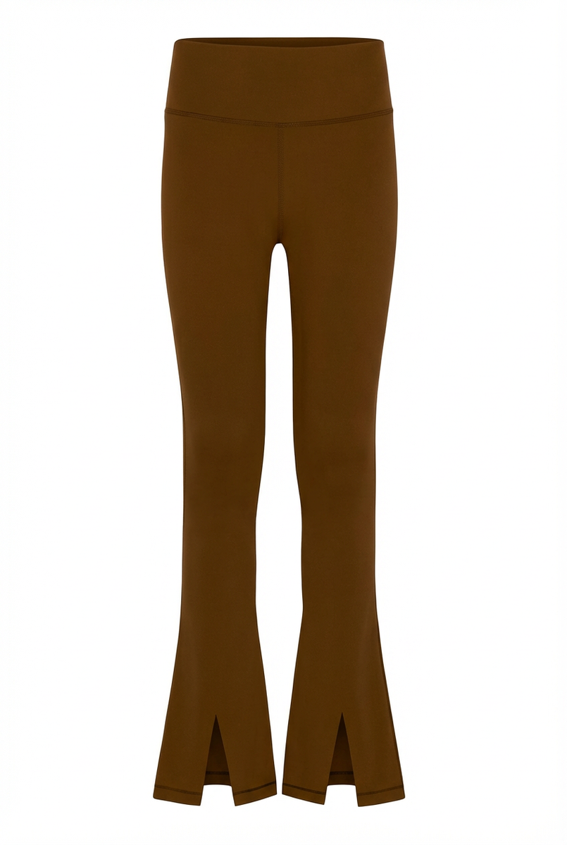 Pleat Adele Split Flare Leggings Brown