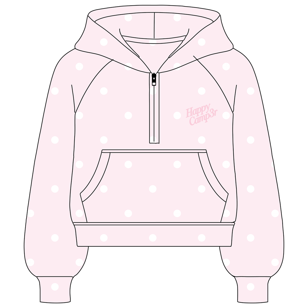 Happy Camp3r Pink Sprinkle Youth Half Zip Scuba Hoodie