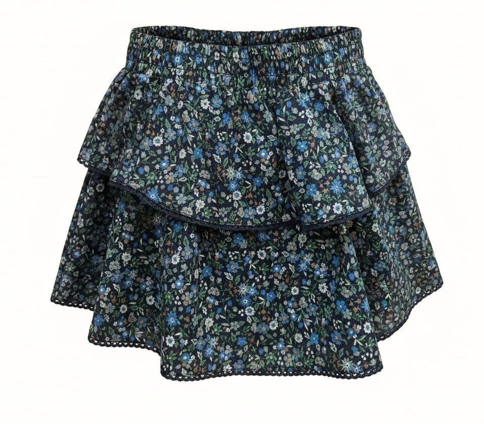 Floral tiered skirt on a white background