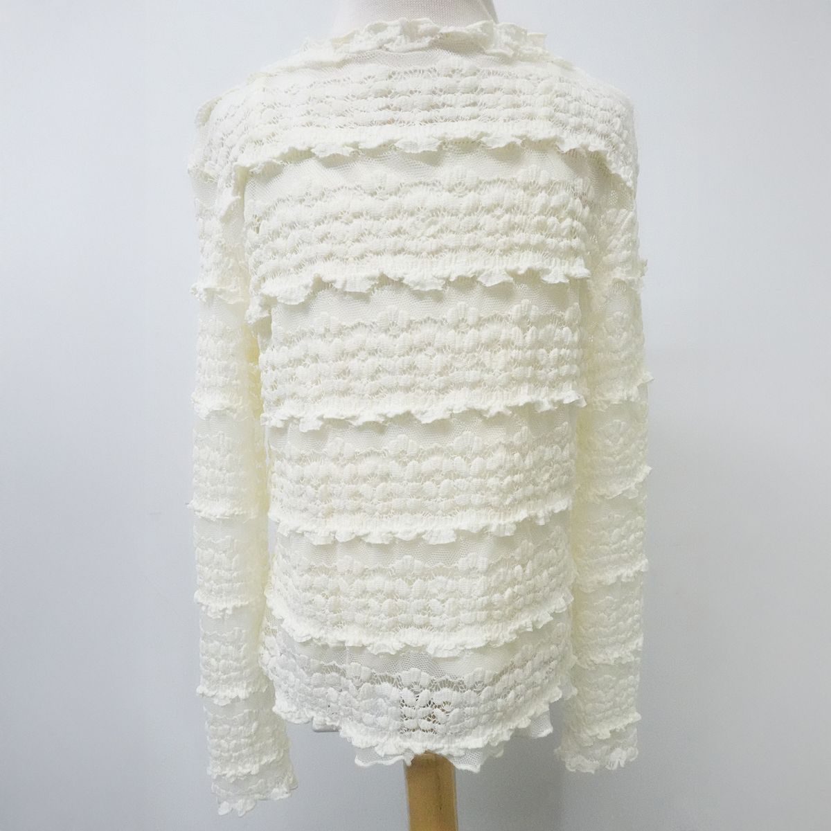 Love Daisy Cream Ruffle Lace Mock Neck with Tank