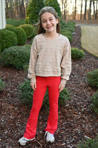 Pleat Florie Flare Leggings Red