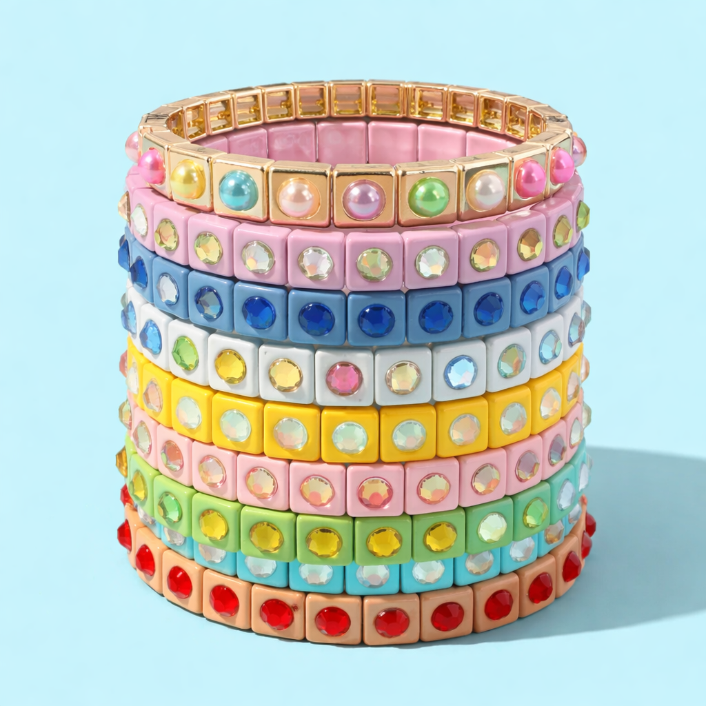 MAEVE ENAMEL STRETCH BRACELET COLORFUL