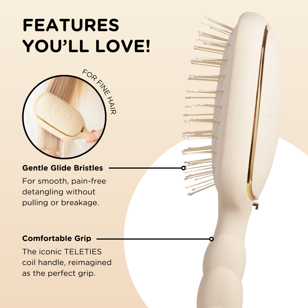 Detangler Hair Brush for Fine Hair Tan