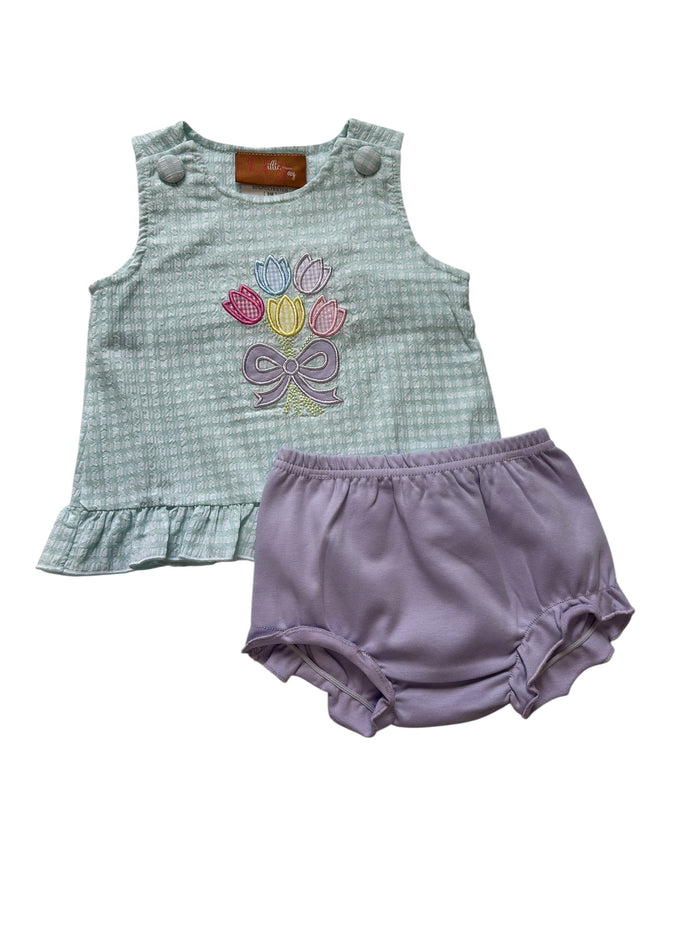 TULIP BOUQUET APPLIQUE BLOOMER SET